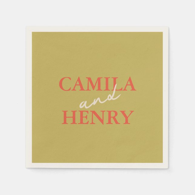 Modern Grönt Bröllop Napkins Pappersservett (Framsidan)