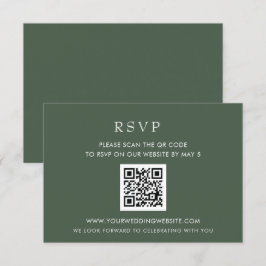 Modern Grönt-Bröllop QR CODE för enkel Elegant OSA Kort