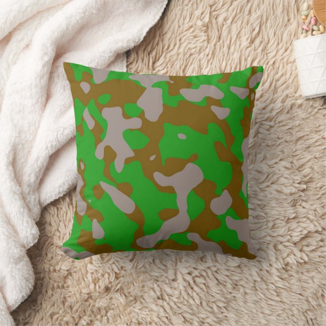 Modern Grönt Brown Grått Camo Pillow Kudde (Filt)