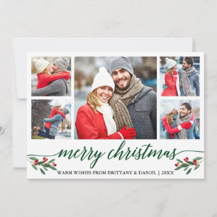 Modern Grönt Calligraphy 5 Photo God jul Julkort