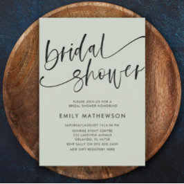 Modern Grönt Calligraphy-Möhippa Inbjudningar