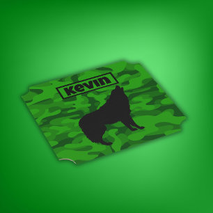 Modern Grönt Camo Black Varg Silhouette Monogram Underlägg Papper