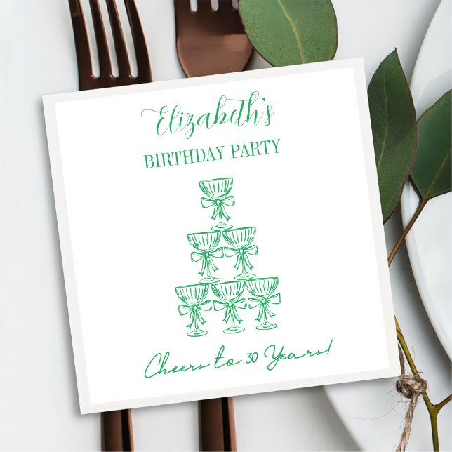 Modern Grönt Cheers till 30 års födelsedagskvor Pappersservett (Skapare uppladdad)