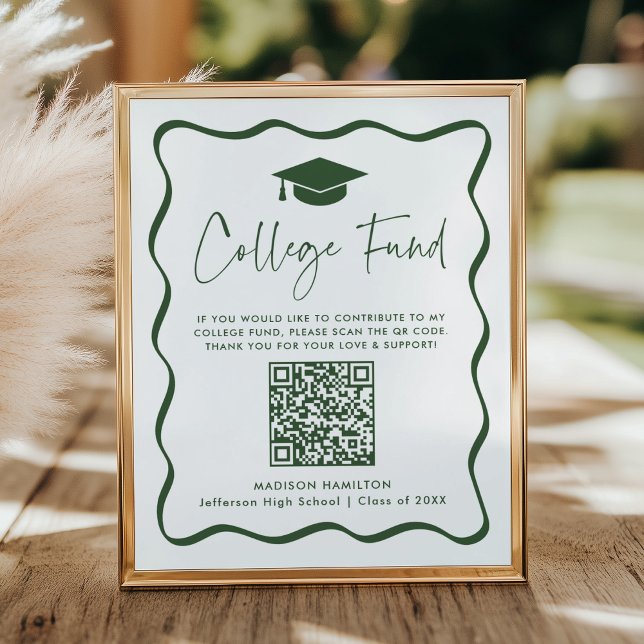Modern Grönt College Fund Studenten QR-kodsignatur Poster (Skapare uppladdad)