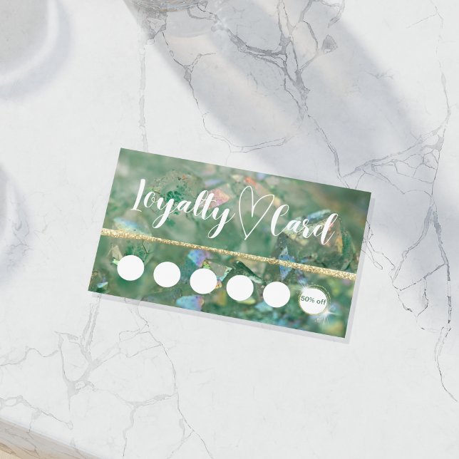 Modern Grönt Crystal Customer Loyalty Card Visitkort (Skapare uppladdad)