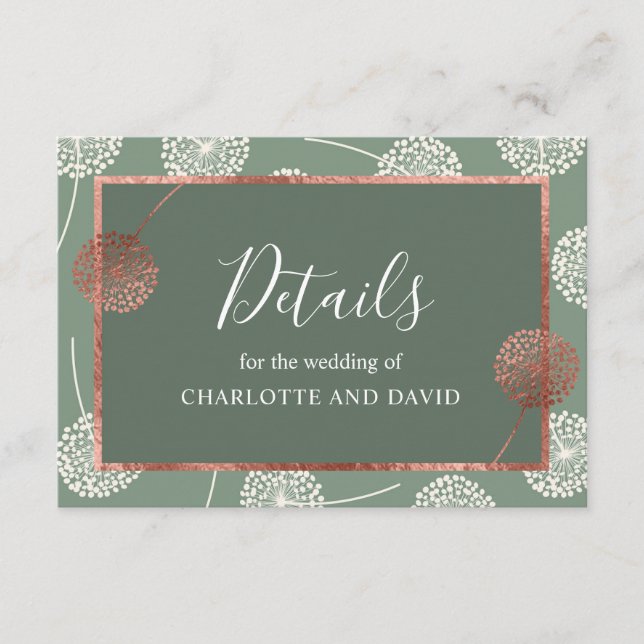 Modern Grönt Dandelion-hölje Tilläggskort (Framsida)