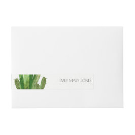 MODERN GRÖNT DESERT CACTUS FOLIAGE WATERCOLOR ETIKETTBAND