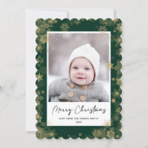 Modern Grönt Elegant Script Snöflingor Bokeh