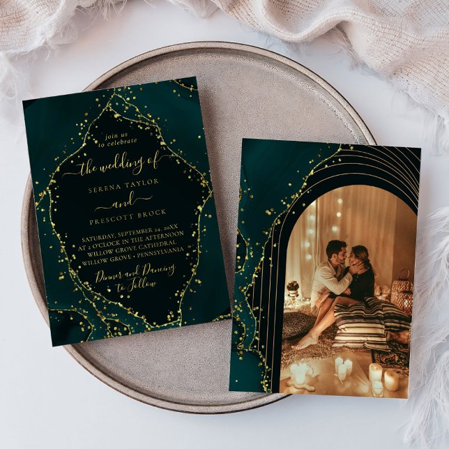 Modern Grönt Emerald Minimal Calligraphy Bröllop I Inbjudningar (Skapare uppladdad)