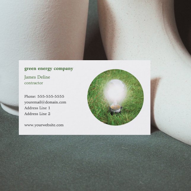 Modern Grönt Energy Business Card-mall Visitkort (Skapare uppladdad)