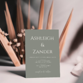 Modern Grönt - enkel bröllopsinbjudan Inbjudningar