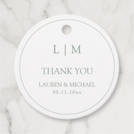 Modern Grönt Enkel Monogram-Tack Gåvor Etiketter