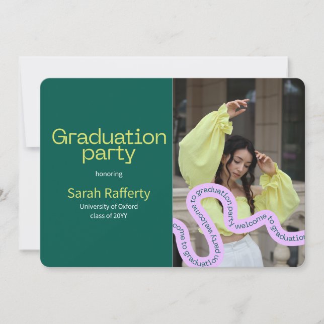 Modern grönt, färgstark typografisk inbjudan (Framsida)