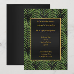 MODERN GRÖNT FERN BOTANICAL BLACK TILLFÄLLEN INBJUDNINGAR