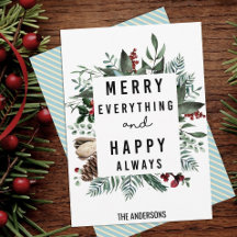 Modern Grönt Foliage Roligt Script Magnolia Blommi