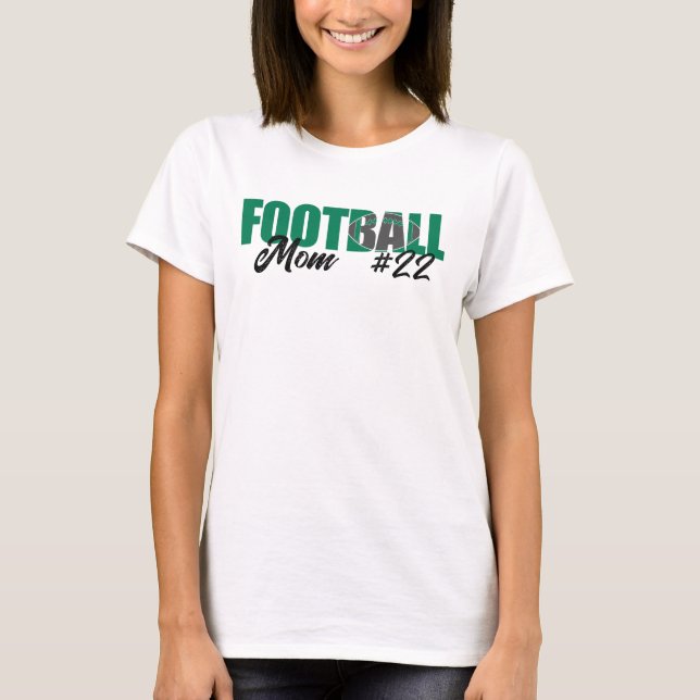Modern Grönt Football Mamma T Shirt (Framsida)