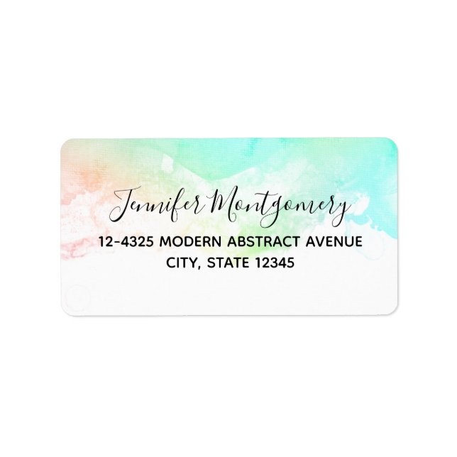 Modern Grönt för Abstrakt och blåfärgsswirls Adressetikett (Framsidan)