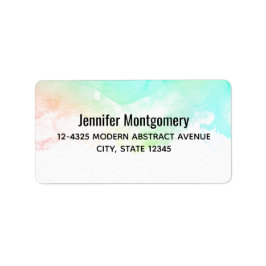 Modern Grönt för Abstrakt och blåfärgsswirls Adressetikett