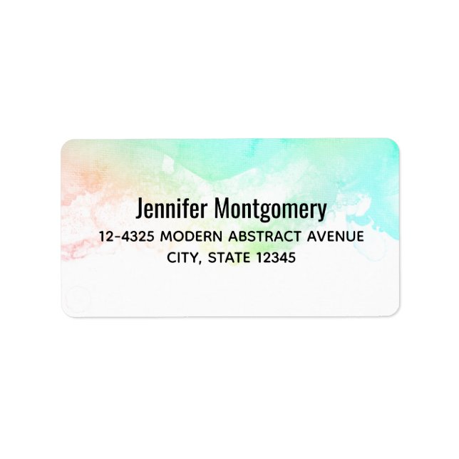Modern Grönt för Abstrakt och blåfärgsswirls Adressetikett (Framsidan)