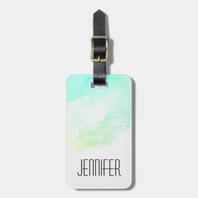 Modern Grönt för Abstrakt och blåfärgsswirls Bagagebricka (Vertikal Framsida)