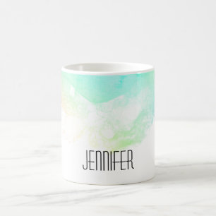 Modern Grönt för Abstrakt och blåfärgsswirls Kaffemugg