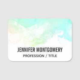 Modern Grönt för Abstrakt och blåfärgsswirls Namnbricka