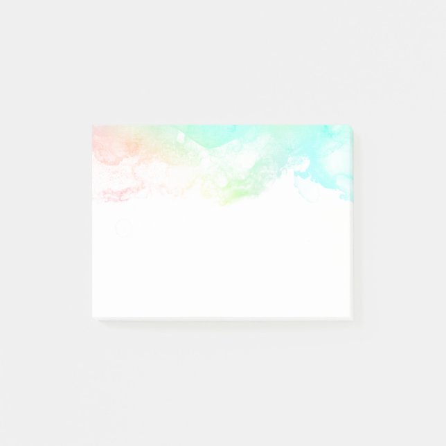 Modern Grönt för Abstrakt och blåfärgsswirls Post-it Block (Framsida)