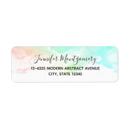Modern Grönt för Abstrakt och blåfärgsswirls Returadress Etikett