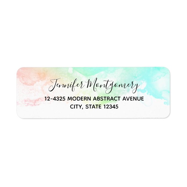 Modern Grönt för Abstrakt och blåfärgsswirls Returadress Etikett (Framsidan)