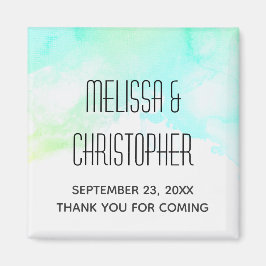 Modern Grönt för Abstrakt och Tack för blå vattenf Magnet