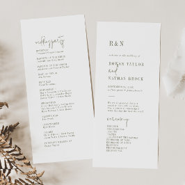 Modern Grönt för Chic och Vitt platt Bröllopsprogr Program