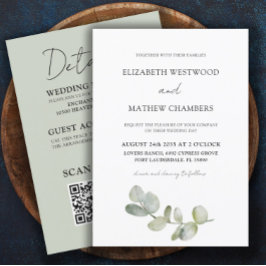 Modern Grönt för eukalyptus i ett Bröllop Inbjudningar