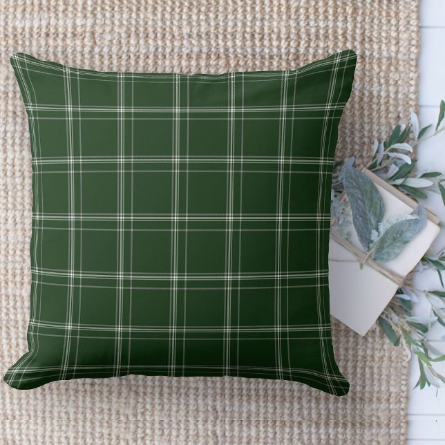 Modern Grönt för jordbrukshus och vitsoffa Kudde (throw pillow farmhouse pillows country plaid throw pillow green window pane)