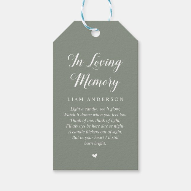 Modern Grönt för klassbyte, tjänsten Funeral Memor Presentetikett (Framsidan)
