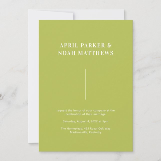 Modern Grönt för minimal enkel typografi, Chartreu Inbjudningar (Framsida)