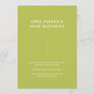 Modern Grönt för minimal enkel typografi, Chartreu Inbjudningar
