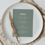 Modern Grönt för minimal skriptöverföring | BRÖLLO Meny<br><div class="desc">Den här eleganten har ett minimalistiskt bröllop-menykort en modern skripttypografi och ren,  sans serif-text för en enkel grönt och vit design för snyggtar som du kommer att använda i kärlek.</div>