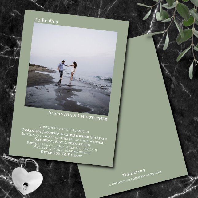 Modern Grönt för minimalistisk sidväxling - enkelt Inbjudningar (In Situ Front/Back)