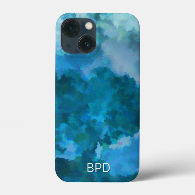 Modern Grönt för Monogrammed Initialer Blue (Baksida)