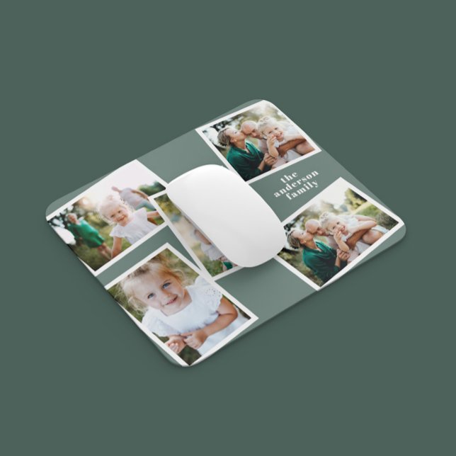 Modern grönt för multifotofamiljsage i snyggt musmatta (Skapare uppladdad)