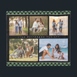 Modern Grönt för Photo Collage i familjen Namn 5 Fleecefilt<br><div class="desc">Familjens Namn 5 Photo Collage Red Play Modern Fleece Blanket har en fotokollage av fem av dina favoritfoton med din personlig-familj namn i ett elegant-vitt skript på en grönt plaid-bakgrund. Anpassa genom att redigera texten i textrutorna. Perfekt för födelsedag, jul, Mors dag, Fars dag, mor- och farföräldrar, syster, bror, kusiner,...</div>