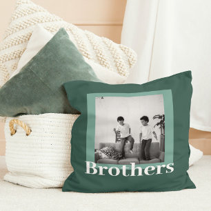 Modern Grönt Foto Brothers Gift Kudde