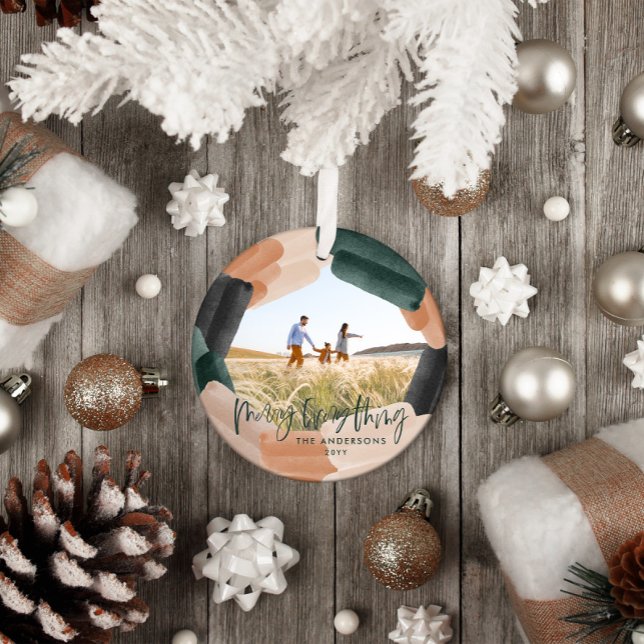 Modern grönt-fullt i abstrakt utfall 1 fotojul julgransprydnad keramik (Skapare uppladdad)