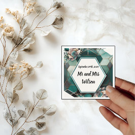 Modern Grönt Geometric Design Cocktail Napkin Pappersservett