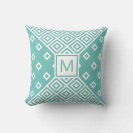 Modern Grönt Geometric Monogram Kudde