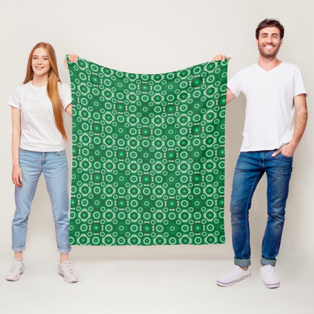 Modern Grönt Geometric Mönster Fleecefilt (På plats)