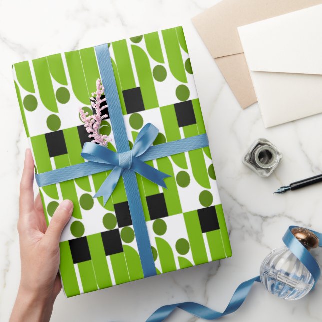 Modern Grönt Geometric Mönster Presentpapper (Gifting)