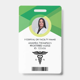 Modern Grönt Geometric Registered Nurse Photo ID