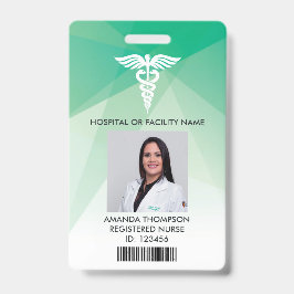 Modern Grönt Geometric Registered Nurse Photo ID