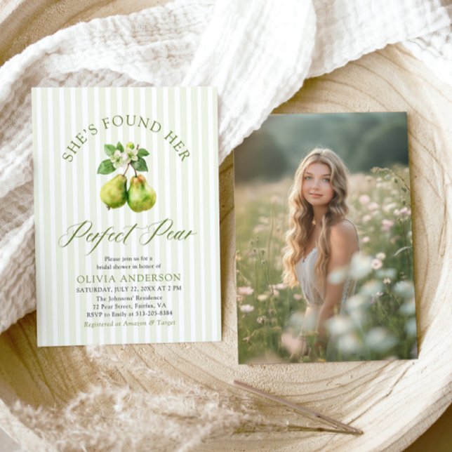 Modern Grönt Gingham Perfekt Pear Möhippa Inbjudningar (Modern Green Gingham Perfect Pear Bridal Shower Invitation)